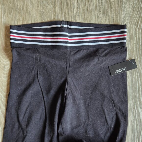 NWT ARDENE Black Leggings with Striped Waistband S - Picture 2 of 3